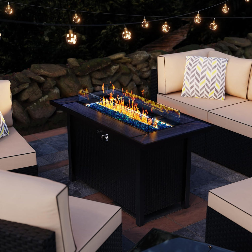 Meilocar 45in Propane Fire Pit Table, 50000 BTU, Gray Tabletop