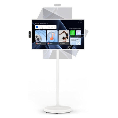 32-Inch Portable Rolling TV With Rotatable Touch Screen, 1080P FHD, 8G RAM, 128G Storage, Android 13