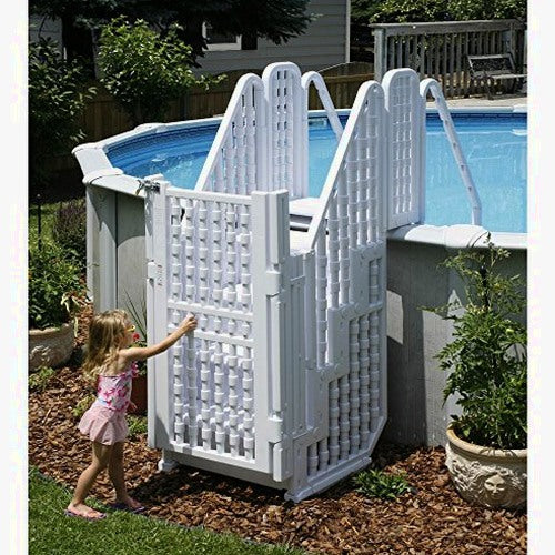 Blue Wave Easy Step Pool Entry System With Gate, White - NE138