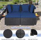 RELAX4LIFE Patio Daybed With Canopy, Cushions, 4 Pillows And 2 Side Trays, Turquoise - B0BYSN7GC7