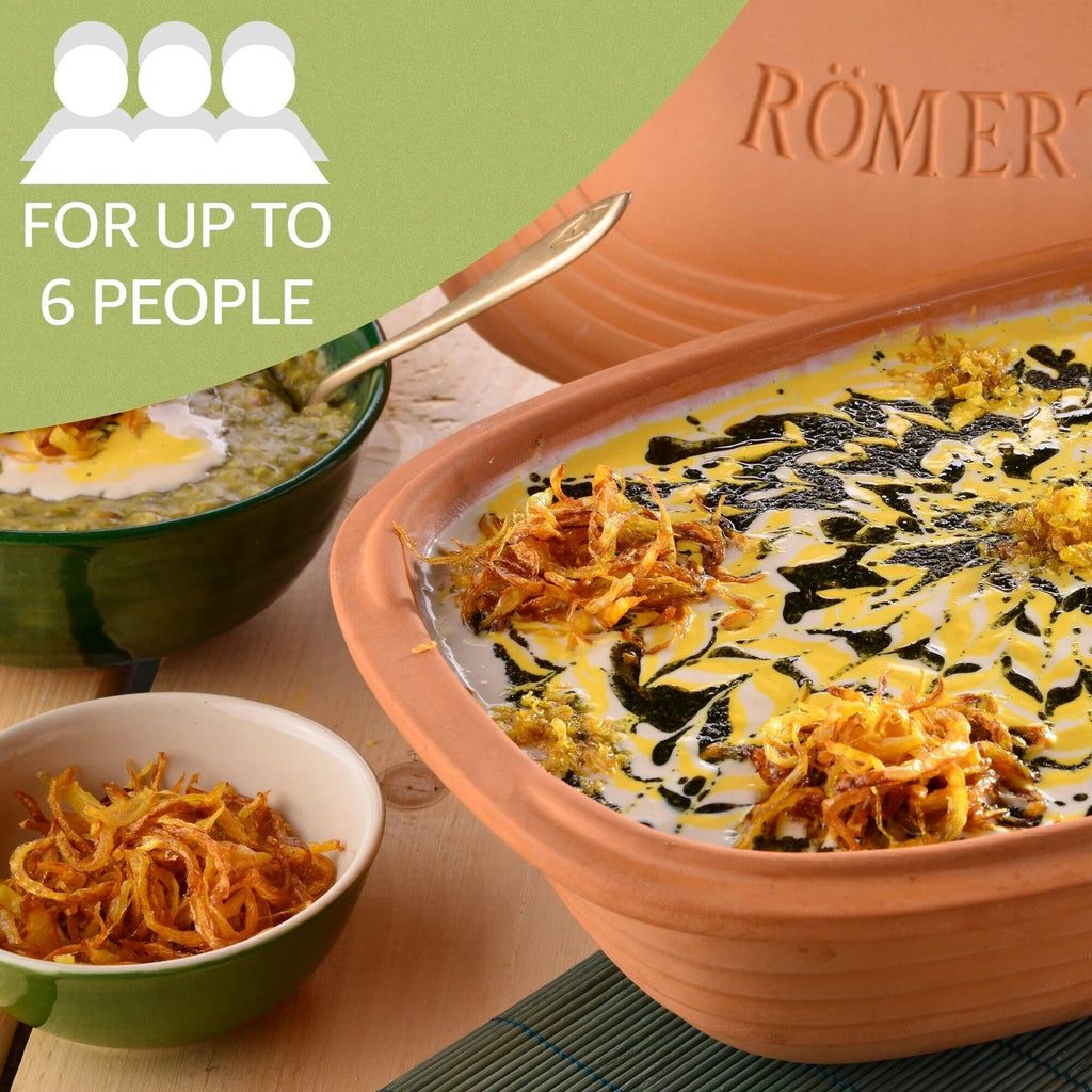 Romertopf Clay Roaster, 5.2 Quarts (5 Liters), Up To 6 People, 15.5 x 10.7 x 7.7 Inches - Modern Look