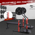Chest Press Machine With Independent Converging Arms, Adjustable Flat Bench, 1050LBS Capacity, Red