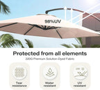 LAUSAINT HOME 11 FT Beige Curvy Cantilever Patio Umbrella With Base
