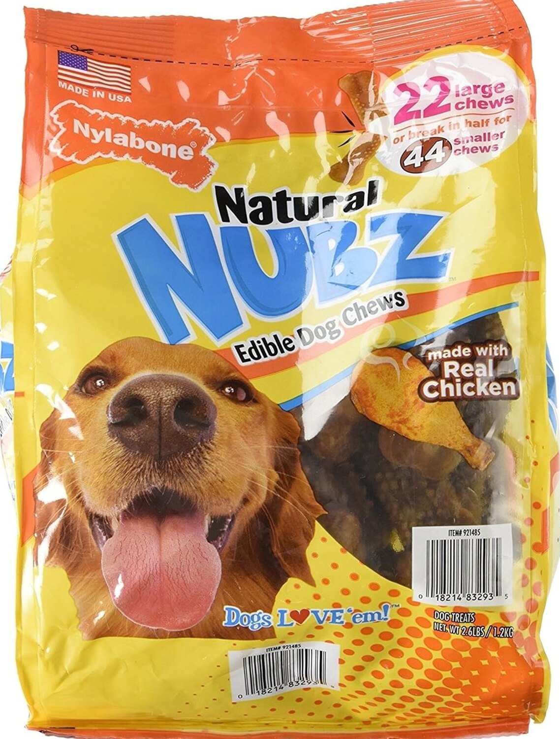 Nylabone Natural Nubz Edible Dog Chews, 22 Count, 2-Pack, 5.2 lb Total