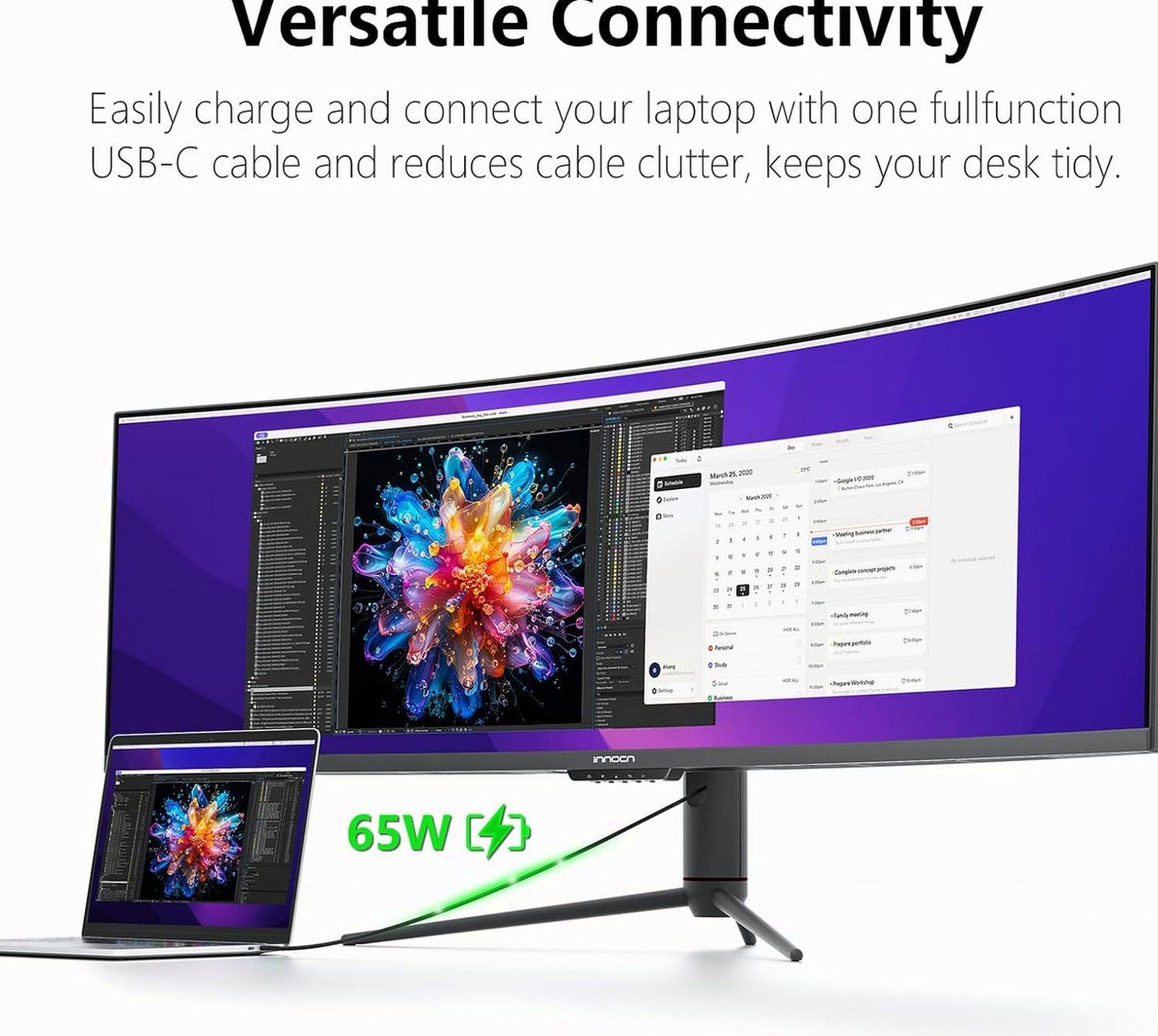 INNOCN 49 Inch Curved Gaming Monitor, 144Hz, HDR400, USB-C - 49C1G