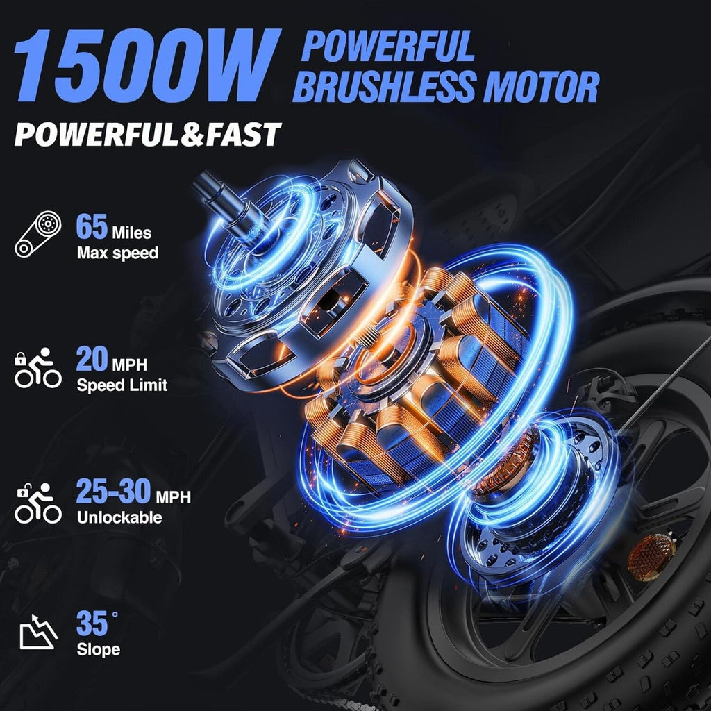 Electric Bike 2000W 52V 30-180 Miles All-Terrain Fat Tire E-Bike - Q20