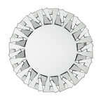 32 Inch Round Sunburst Decorative Wall Mirror, Silver Glass - 31.5 Inch