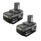 RYOBI 18V ONE+ 4AH Lithium Battery (2-Pack) - Integrated LED Fuel Gauge