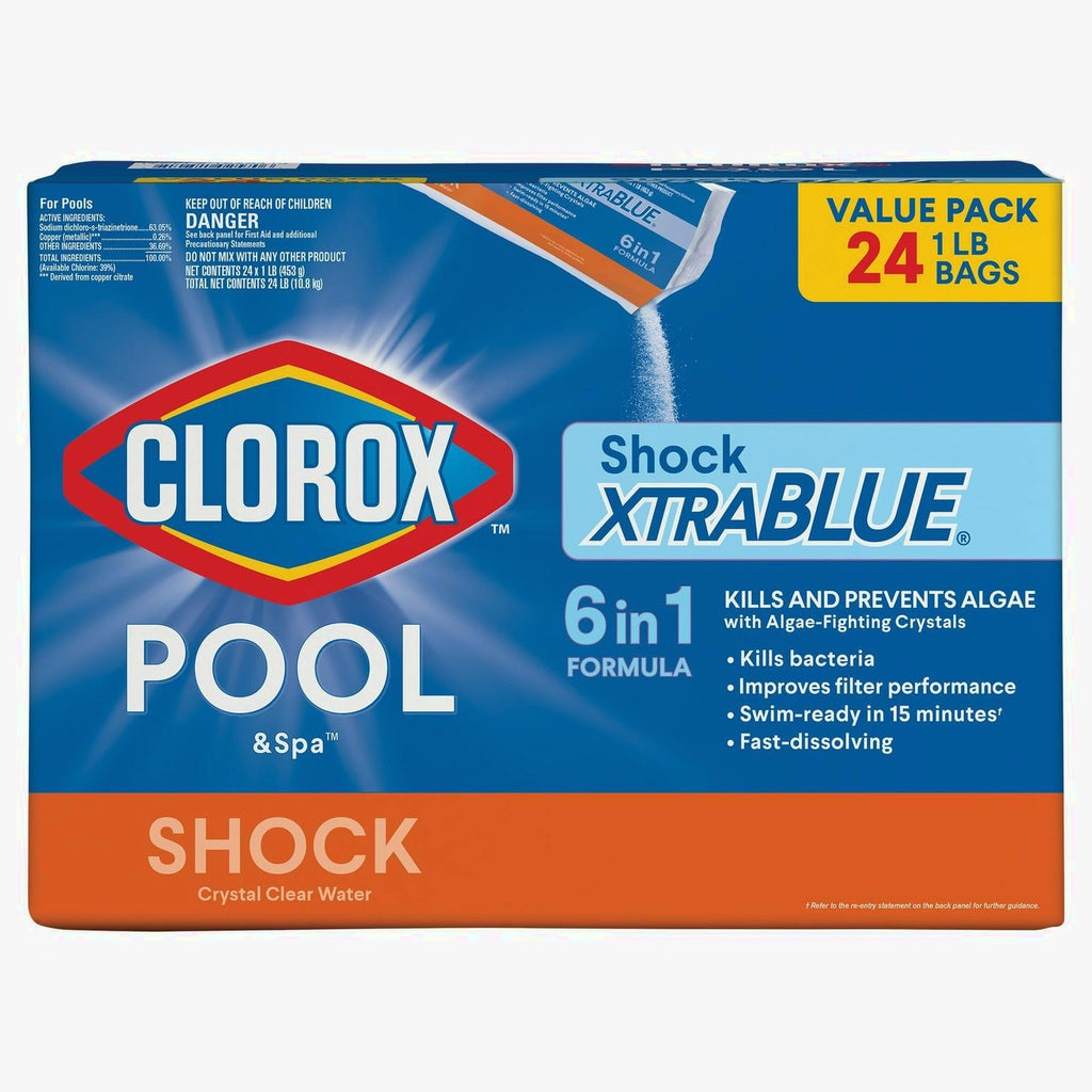Clorox Pool & Spa XtraBlue Pool Shock Algaecide Treatment 1lb Bag Case 24 Pack