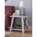Wood End Table With X Design Legs And Bottom Storage - White/Dust Grey