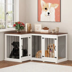 L-Shaped Corner Dog Crate Furniture, 58.7 in x 41.1 in