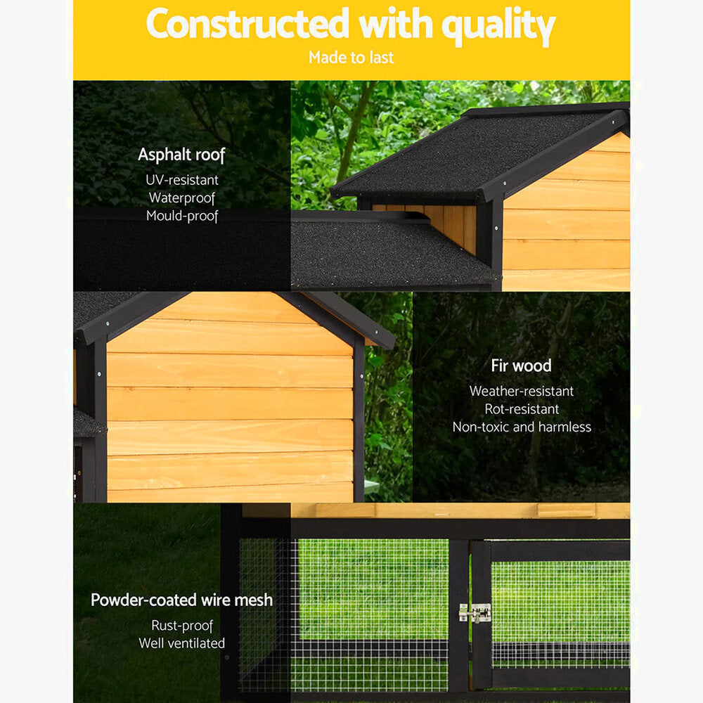 i.Pet Extra Large Wooden Outdoor Chicken Coop Rabbit Hutch With Run