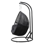 Gardeon Hanging Pod Chair With Stand And Cushion, 2 Seater, Grey