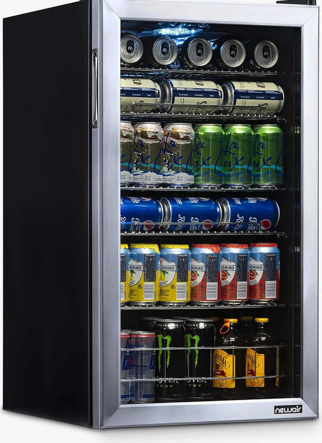 NewAir Beverage Refrigerator Cooler, 126 Cans, 3.4 Cubic Feet, Stainless Steel - AB-1200