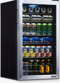 NewAir Beverage Refrigerator Cooler, 126 Cans, 3.4 Cubic Feet, Stainless Steel - AB-1200