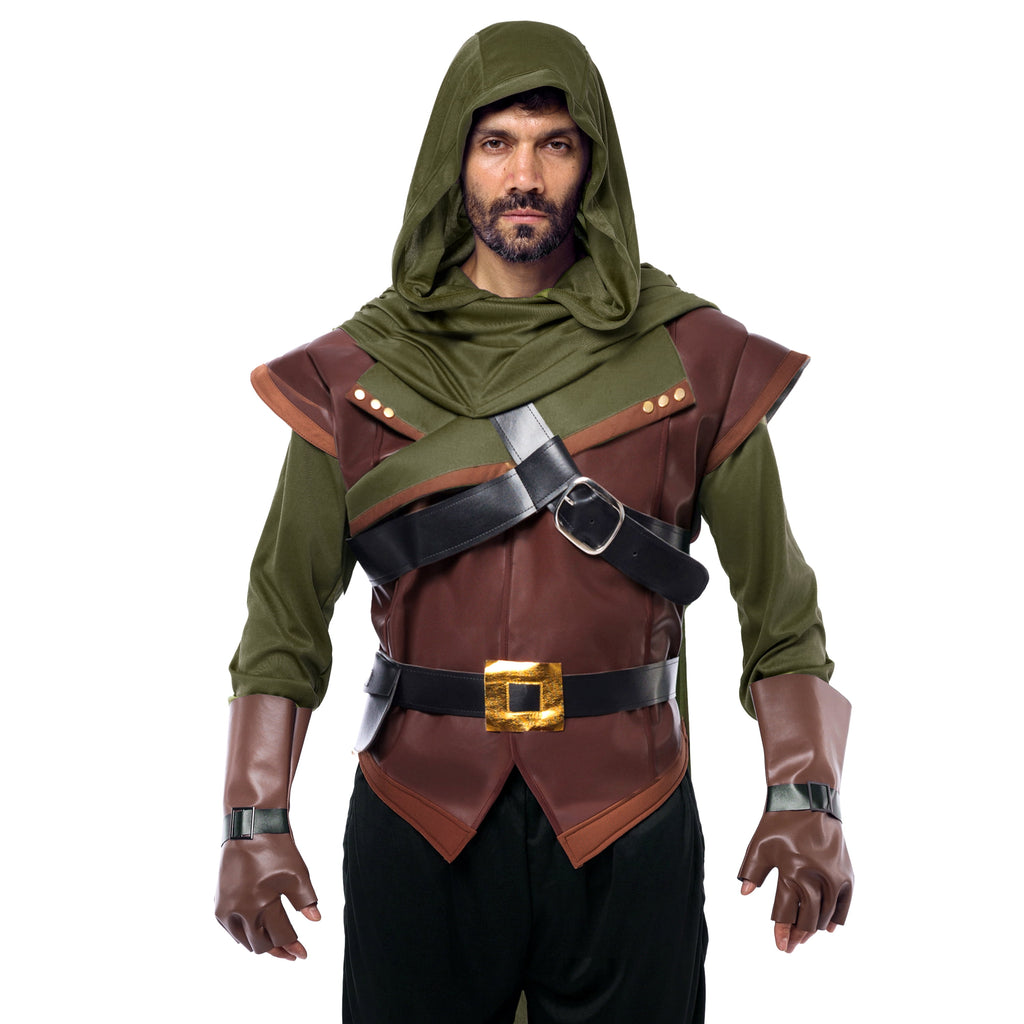 Joyfy Robin Hood Costume for Men Renaissance Medieval Costume Outfit Set for Adult Halloween Dress Up Party