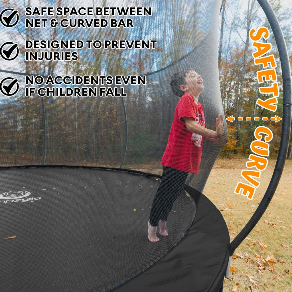 JUMPZYLLA 8FT Outdoor Trampoline With Enclosure for Kids - 14FT