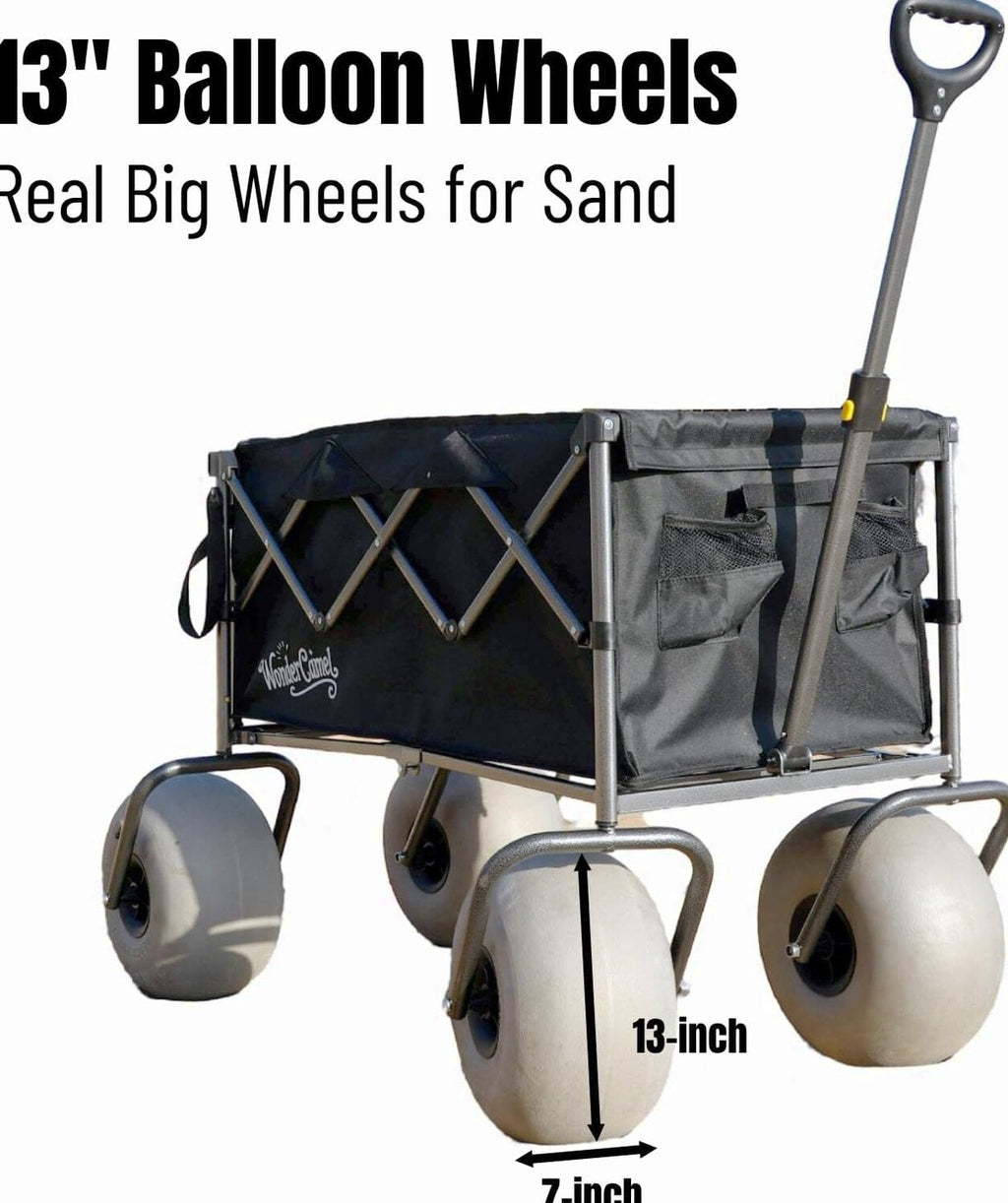 WONDERCAMEL Collapsible Beach Wagon With 13in Balloon Wheels, 185L