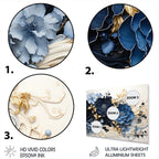 Abstract Spiral Aluminum Wall Art, Gold And Blue, Multiple Sizes