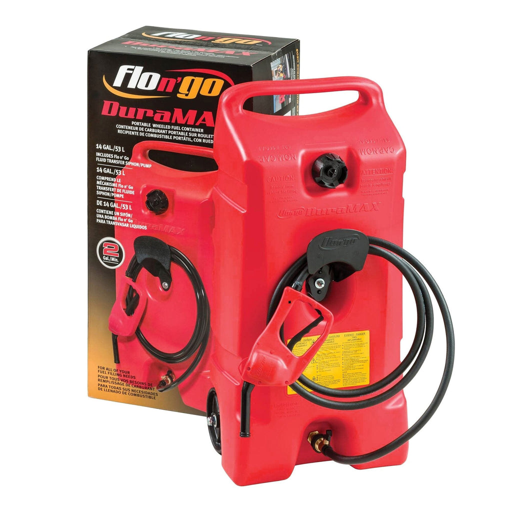 Scepter Flo N' Go DuraMax 14 Gallon Portable Fuel Tank With Pump, 2 Pack, Red