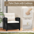 Tangkula 3-Piece Patio Rattan Conversation Set With Cushions And Glass-Topped Coffee Table