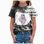 CAUYDY Halloween Ghouls Ghost Retro Girl Kids T-Shirt Graphic Tshirt Little Kids Fall Short Sleeve Tee Tops(Orange, 8-9 Y)