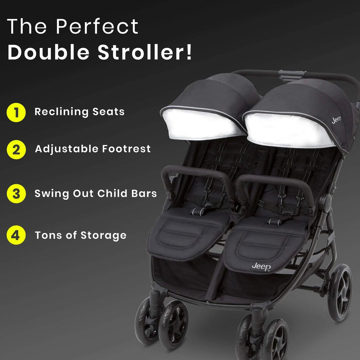 Jeep Destination Ultralight Side x Side Double Stroller - 40 lb Per Seat