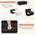Twin-Fold Ottoman Sleeper Bed With PU Upholstery And Integrated Mattress
