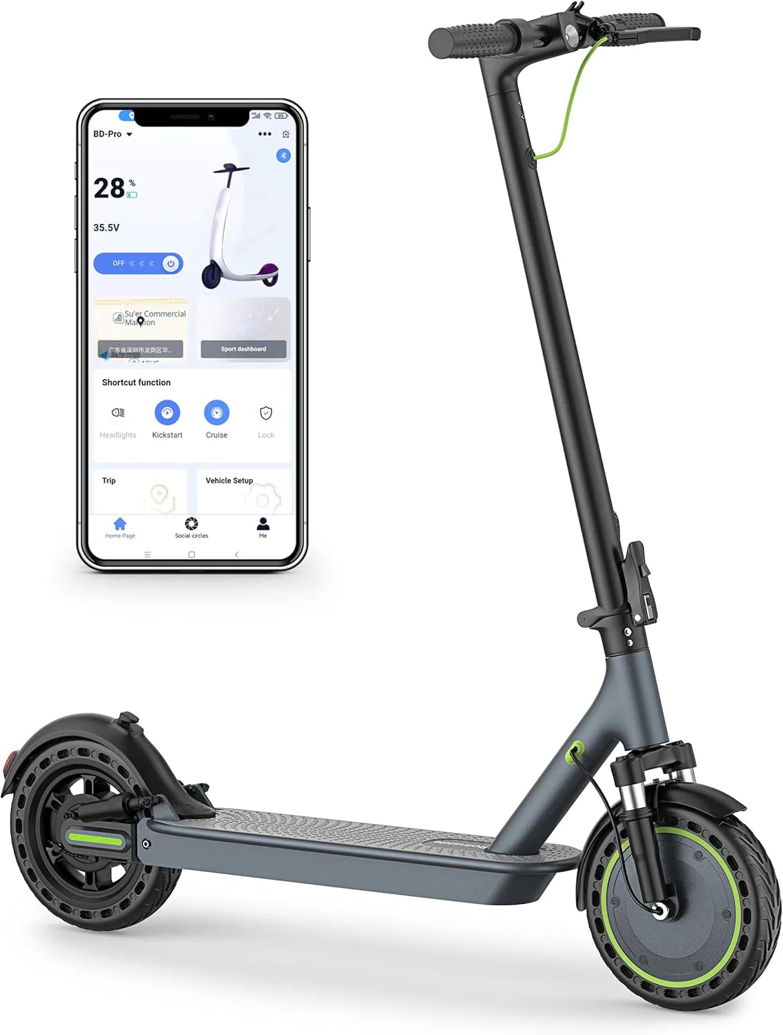 Roinside Electric Scooter, 8.5 in Solid Tires, 350W Motor, Up To 19 MPH, 21-23 Miles - UP12 Plus