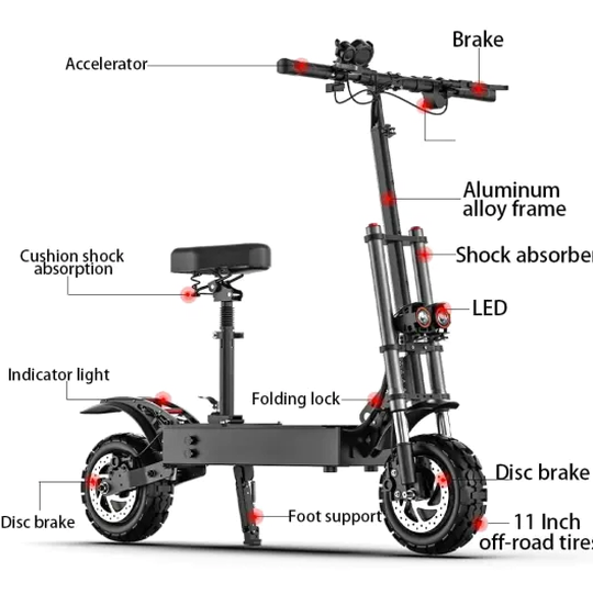 eHoodax Electric Scooter, 5600W Dual Motor, 60V40AH, 11-Inch Tires, Regular Version 20 Miles - HB07