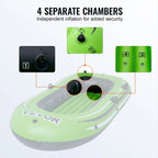 SKYSHALO 2-Person PVC Inflatable Boat With Aluminum Oars And High-Output Pump