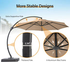 LAUSAINT HOME 11 FT Beige Curvy Cantilever Patio Umbrella With Base