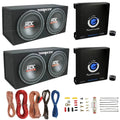 MTX TNE212D 12-Inch Subwoofer Enclosures 2-Pack With Planet Audio AC1500.1 Amplifiers 2-Pack And Soundstorm AKS8 Amp Wire Kit
