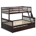 Gymax Twin-Over-Full Bunk Bed With Convertible Twin Trundle - Espresso/White