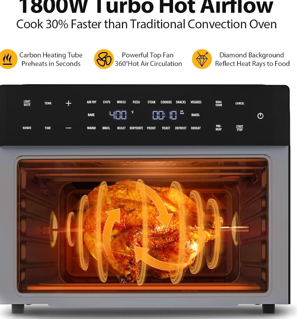 Beelicious Air Fryer Oven Combo, 32QT, 19-in-1, Black - BAF-802