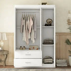 3-Door Mirror-Front Wardrobe With Integrated Shelving And Dual Storage Drawers