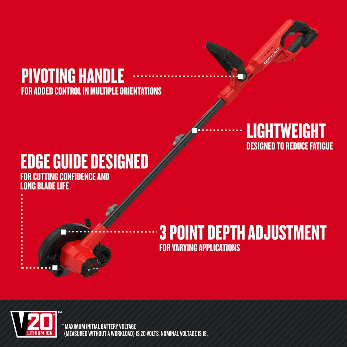 Craftsman V20 Cordless Lawn Edger Tool - CMCED400B