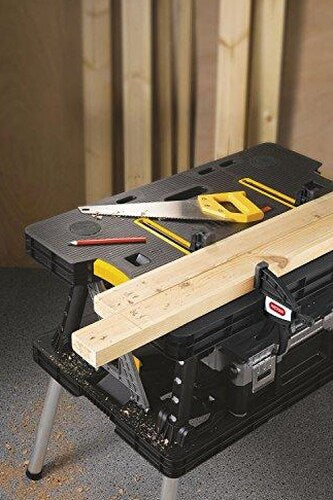 Keter Folding Work Table With 2 12 Inch Clamps, Black/Yellow - 17182239