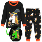 POPTEM Toddler Halloween Pajamas Glow in the Dark Long Sleeve 2-Piece Sleepwear 4T