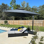 PURPLE LEAF Cantilever Patio Umbrella, 10FT Square, Grey - 360 Degree Rotation