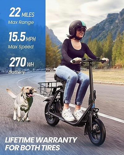 URBANMAX Electric Scooter With Seat, 450W, 22 Miles, Black - C1