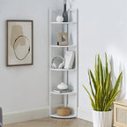 SWAREY 5 Tier Corner Bookcase Plant Stand Storage Shelf White