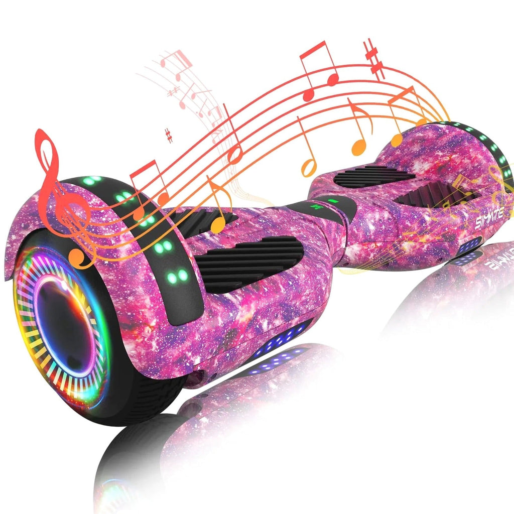 SIMATE 6.5in Self-Balancing Hoverboard With Bluetooth, LED Lights, Galaxy Purple - SIMATE Hoverboard