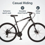 Schwinn Glenwood Men's Hybrid Bike, 700c, 21 Speeds, Black