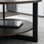 Round Coffee Table With Storage Shelf - 33.5 in