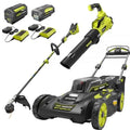 RYOBI 40V Brushless 20-Inch Self-Propelled Mower Kit With Trimmer, Blower, Dual Batteries And Chargers - RY401120-Y RY40270 RY40407BTLVNM