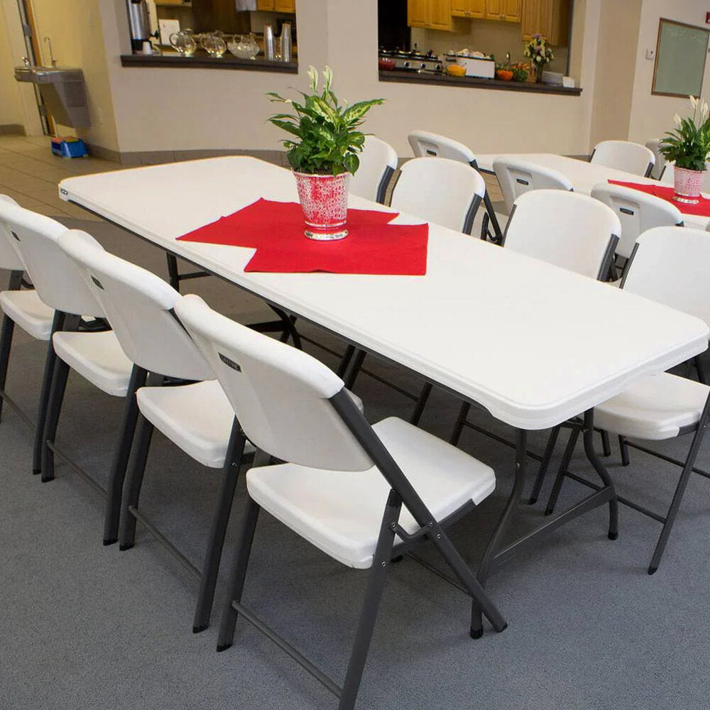 Lifetime Commercial Nesting Folding Table 4-Pack, 96 in. x 30 in., White Granite - 8-Foot