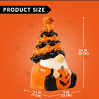 Joyfy 8.5 inch Halloween Decorations Ceramic Gnome Tree Decorations with Build-in LEDs, Light Up Pumpkin Table Decor Bedroom Indoor Centerpieces for Tables