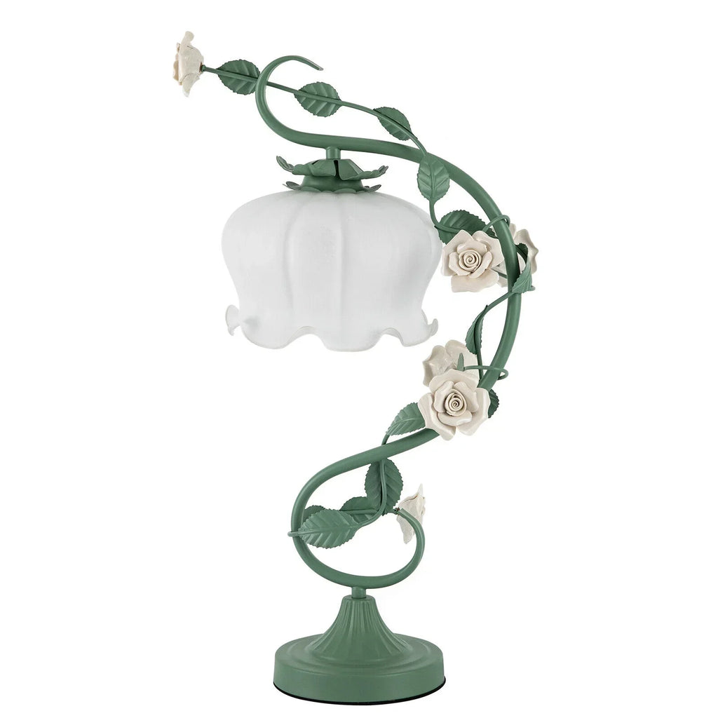 Rose Flower Table Lamp, Green, 60W Max