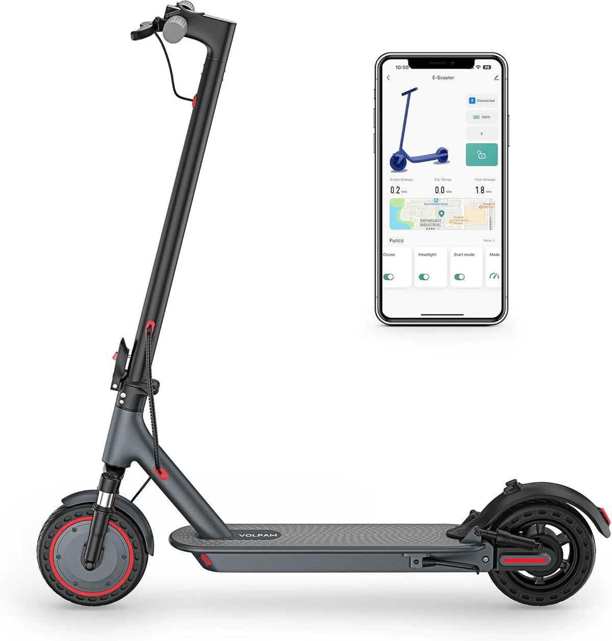 Electric Scooter With Solid Tires And Dual Braking - 350W/500W